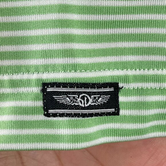 Straight Down Polo Shirt Green Stripped Mens Size Large Thousand Oaks - Picture 5 of 10